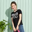 Somer Semir summer ladies T-shirt round neck lace embroidery letters were thin 12216000213 black M