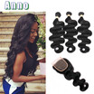 Brazilian Virgin Hair With Closure Body Wave Hair Brazilian Hair Weave Bundles With Closure Brazilian Body Wave With Closure