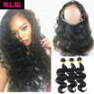 NLW 10A Brazilian virgin human hair 3 bundles with 360 lace frontal Body wave hair weaves with frontal