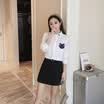 Longyue Women&39s Long Sleeve Slim Shirt Fresh Lovely Cute Cats Academy Wind Shirt LWCC173413 White L