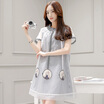 Siberian Shirt 2017 Summer Round Collar Short Sleeve Euclidean Cute Printed Dressing Dress S72R0164A7XL White XL