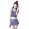 Misan 2017 summer new split small chest gather conservative shelter was thin fresh sexy high waist skirt style swimsuit 7048 blue XL