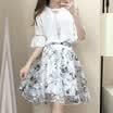 VIVAHEART Eugen yarn Chiffon Printed Skirt Short Sleeve Two-piece Set Skirt VWQZ173233 Black M