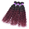 Sexy Lady Kinky Curly Peruvian Hair 1B Burgundy Ombre Two Tone Human Hair Weave Non-Remy Red Hair Extensions 10-26inch