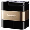 Tapón adaptador universal Schneider Electric toma de viaje de 4 bits para 2 unidades USB negro y dorado