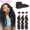 Brazilian Virgin Hair Loose Wave With Closure Beauty Length Hair Virgin Brazilian Loose Curly Hair Weave 3 Bundles With Closure