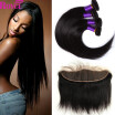 Brazilian Straight Virgin Hair Lace Frontal With 4Bundles Brazilian Straight Hair Ear To Ear Lace Frontal Closure With Bundles