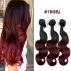 Natural Negro Oscuro Raíz Dos Tonos Negro  Rojo Ombre Body Wave 3pcs Weave Bundles Brasileña Virginidad Humana Remy Trama De Cabello Extensión 99