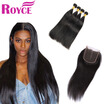 7A Garde Indian Human Hair straight 4Bundles with Closure Raw Indian virgin Hair 1PCs Lace Closure with 4Bundles Human Hair Weave