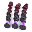 2 Pcs Lot Brazilian Loose Wave Ombre Virgin Hair Extensions 1BBurgundy 6A Grade Brazilian Ombre Hair Loose Wave Hair Weaves