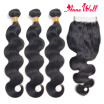 Peruvian Virgin Hair With Closure Anne Well Hair Bundles With Closure 7A Peruvian Body Wave 3Bundles With Closure Human Hair Weave