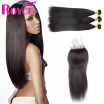 Mink Malaysian Straight Human Hair 3Bundles with Lace Closure Malaysian Virgin Hair Straight with Closure Human Hair Extensions