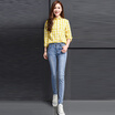 VIVAHEART Korean casual embroidery foot pants Slim stretch pencil jeans female VWKN172243 light blue 26