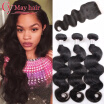 8A Malaysian Virgin Hair With Closure Human Hair Body Wave Malaysian Hair With Closure 3 Bundles Body Wave With Closure