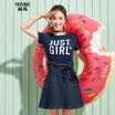 Semir Semir short sleeve T-shirt summer round neck Korean casual letter cotton half-sleeved T-shirt 12216000004 dark blue L