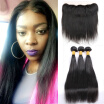 Lace Frontal Closure With Bundles Peruvian Virgin Hair Straight With Closure 8A Peruvian Straight Human Hair Closure Free Part