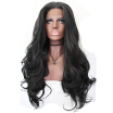 Anogol Black Glueless Synthetic Front Lace Wig Peruca Laco Sintetico Natural Hairline Long Body Wave Heat Resistant Fiber Wigs