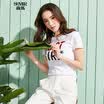 Semir Semir short sleeve T-shirt summer round neck Korean casual letter cotton half sleeve T shirt 12216000004 bleach S