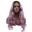 Anogol 3 Tones Grey Mix Purple Ombre Dark Roots Long Body Wave Peruca Laco Sintetico Wig Synthetic Lace Front Wigs