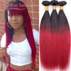 8A Malaysian Virgin Hair Straight 3 Bundles Red Ombre Hair Burgundy Malaysian Hair Straight Ombre Malaysian Straight Hair 3pcs