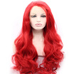Anogol Handmade Wave Long Body Wavy Red Glueless Heat Resistant Fiber Natural Fully Hair Wigs Synthetic Lace Front Wig