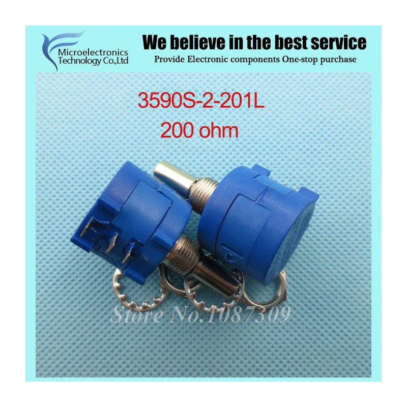 5pcsLot 3590S-2-201L 3590S 200 ohm Precision Multiturn Potentiometer 10 Ring Adjustable Resistor