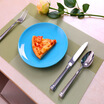 Po You Ni kitchen mats PVC insulation mats non-slip table mats restaurant Western mats put tableware mats green twill pattern 6 piece DQ9034-6