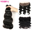 Indian Body Wave 3 Bundles with 13x4 Closure Bundle Indian Hair Body Weave Ear to Ear Lace Frontal with Baby Hair