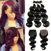 Mydiva 7A Maylasian Body Wave 3 Bundles With Closure Hair Bundles With Lace Closure Virgin Hair With Closure Cheap Human Hair