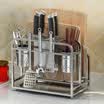 Ai heart is still SUS304 stainless steel knife rack kitchen racks cutting board storage rack with chopsticks tube with 4 hooks