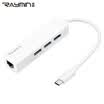 Rui Ming RM3911W Type-C to USB30HUB hub hundred trillion network card Ethernet converter for millet music as Meizu mobile phone Apple this white