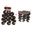 hair bundles with lace frontals with baby hair&bundles Brazilian Virgin Hair Body Wave 8A Frontal Closure With Human Hair