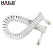 Haile HT-101-18M telephone line reel cable machine handset microphone connection handle spring curve 4P4C plug straight up 18 m white