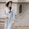 Yan Man INMAN 2017 autumn new seven-point sleeves loose loose thin art embroidery dress female 1873104137 blue&white S