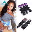 Peruvian Virgin Hair 3 Bundles With Closure Peruvian Body Wave With Closure Mink Peruvian Hair Weave Bundles With Closure