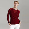 Marc Rebecca Stylish Gauze Stitching Long Sleeve Knit Top Shirt Top 45522D Wine Red M