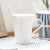 Porcelain soul creative fashion personality ceramic water cup mug set suit gold side couple coffee cup with a belt spoon British wind weaving