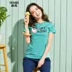 Semir Semir short sleeve T-shirt summer round neck print Korean version of the cotton half-sleeved T-shirt 12216000005 pink green M