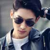 Parim sunglasses male polarized light driving mirror rog mirror male sunglasses driving 1124 Navy blue box - gray waterproof anti-oil back AR
