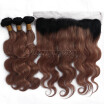 8A Full Ear to Ear 13x4 Lace Frontal Closure With Bundles Peruvian Virgin Hair Body Wave Ombre 1B33 Honey Color