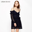 UR Women &39s Lace Perspective Sling Long Sleeve Dresses WG05S7AN2000 Deep Blue XL
