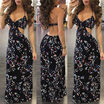 CANISWomens Floral Long Maxi Dress Long Sleeve Evening Party Summer Beach Sundress