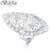 Hot Fashion Vintage Big Hollow Ring Silver Plated Statement Ring Jewelry For Women Wedding Party Accessories