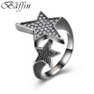 BAFFIN Vintage Black Gun Plated Stars Ring Made With Cubic Zirconia Women Party Jewelry