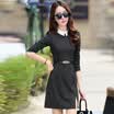 Markentsee 2017 new women&39s chiffon dress pure color temperament ladies long section Korean version of the dignified atmosphere long-sleeved skirt zx1781722 black XXL
