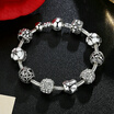 Baffin Antique Silver Charm Beads Bracelet & Bangle with Love&Flower Crystal Ball Women Wedding Valentines Day Gift