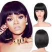 14 Black Bob Wig Short Synthetic Wigs For Black Women Heat Resistant Hair with Bangs