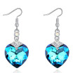 Women Fashion Jewelry Earrings Heart Shape Austrian Crystal Long Drop Earrings For Wedding Evening Party 25546