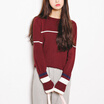 City plus CITYPLUS 2017 autumn&winter new women&39s art wild stripes hit color long-sleeved round neck sweater CWYC178470 wine red uniform