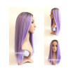 16 INCHES BLACK LIGHT PURPLE STRAIGHT SYNTHETIC LACE FRONT WIG